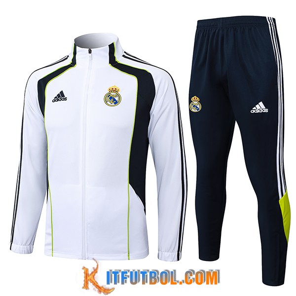 Chandal Equipos De Futbol Chaquetas Real Madrid Blanco/Negro/Verde 2025/2026