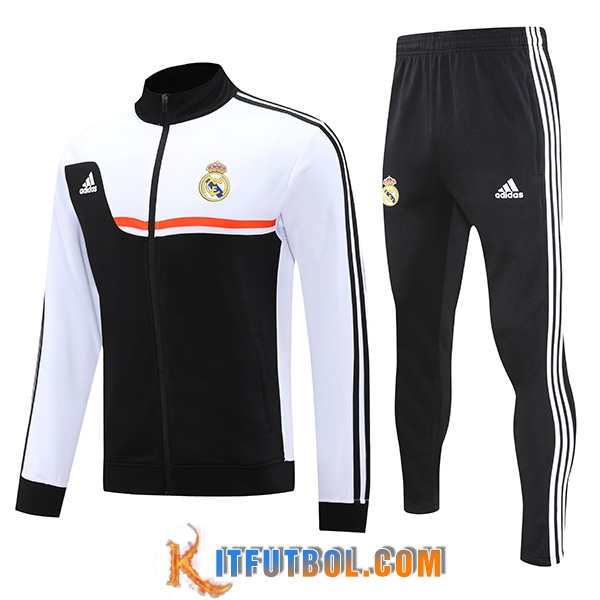 Chandal Equipos De Futbol Chaquetas Real Madrid Negro/Blanco/Naranja 2025/2026