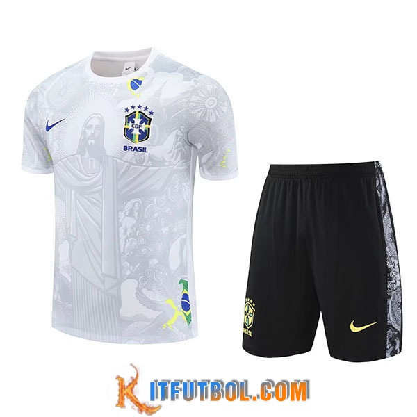 Camiseta Entrenamiento Brasil Ninos Blanco/Gris 2025/2026