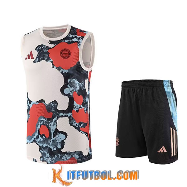 Camiseta Entrenamiento sin mangas Bayern Munich Ninos Beige/Rojo/Azul 2025/2026