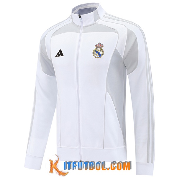 Chaquetas Futbol Real Madrid Blanco/Gris 2025/2026