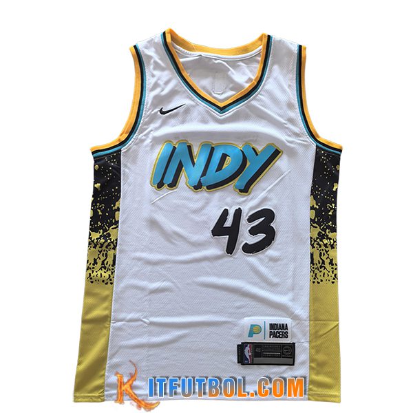 Camisetas NBA Indiana Pacers (SIAKAM #32) 2025/26 Blanco/Amarillo/Negro/Azul