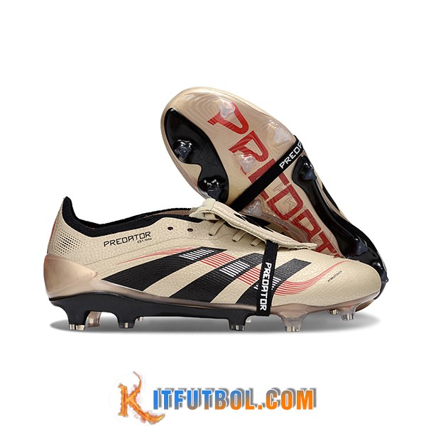Adidas Botas De Fútbol 25 Predator Elite Tongue FG Beige/Negro/Rojo