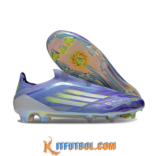 Adidas Botas De Fútbol F50 Elite Laceless FG Violeta/Verde -03