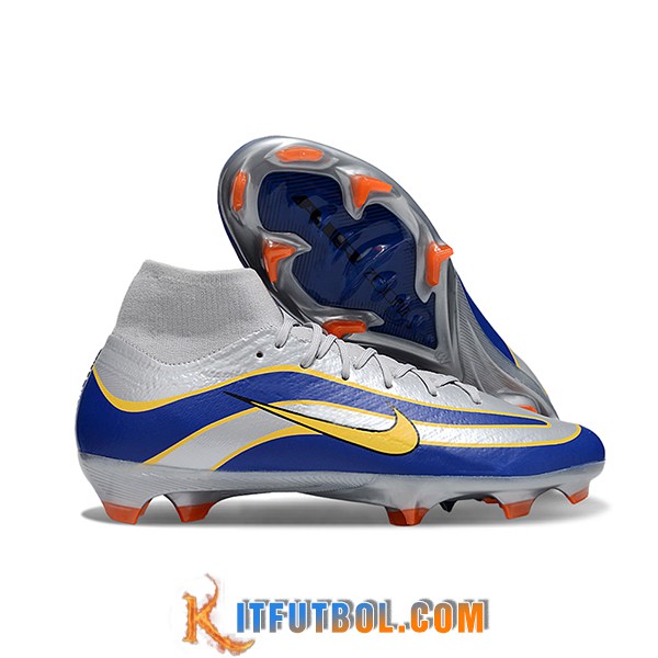 Nike Botas De Fútbol Air Zoom Mercurial Superfly IIX Elite FG Gris/Azul/Amarillo