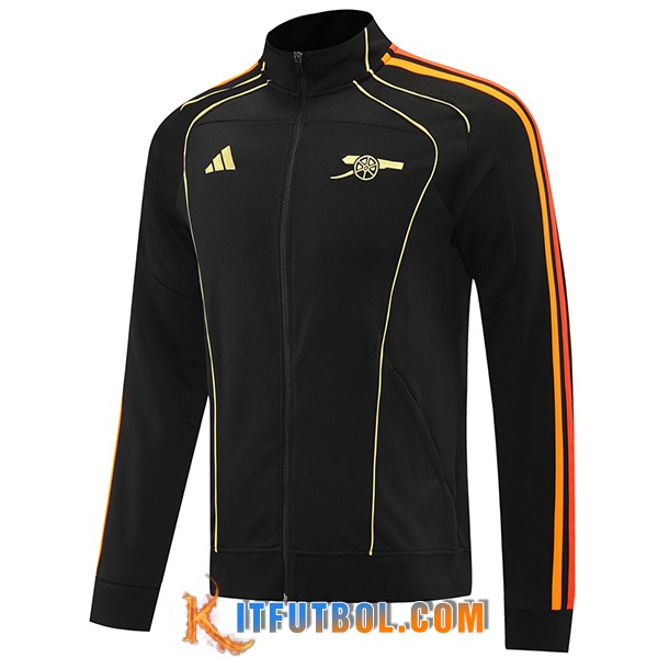 Chaquetas Futbol Arsenal Negro/Naranja/Rojo 2025/2026