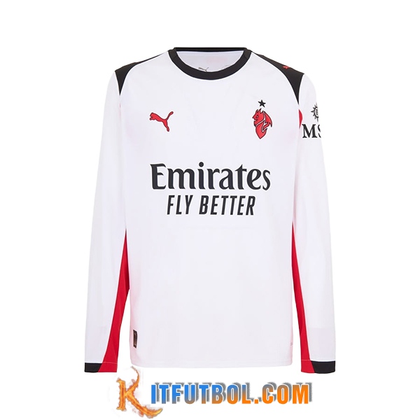 Nueva Camisetas De Futbol AC Milan Segunda Manga Largas 2025/2026