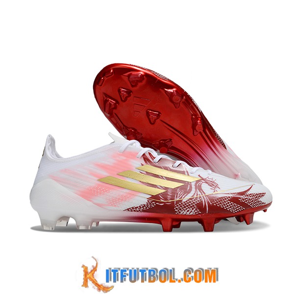 Adidas Botas De Fútbol F50 ELITE FG Blanco/Rojo/Rosa/Amarillo