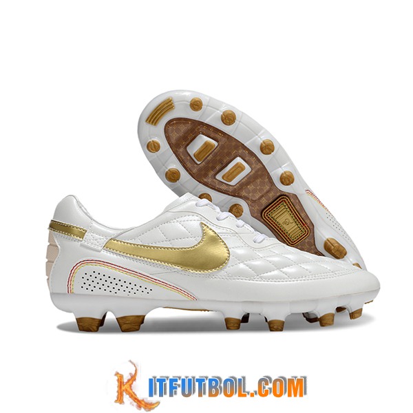 Nike Botas De Fútbol Tiempo Legend R10 Elite FG Blanco/Amarillo