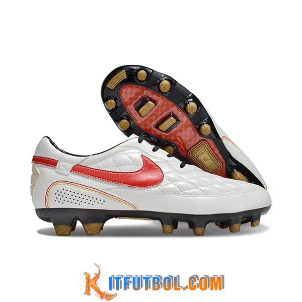 Nike Botas De Fútbol Tiempo Legend R10 Elite FG Blanco/Rojo