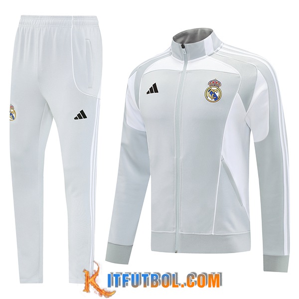 Chandal Equipos De Futbol Chaquetas Real Madrid Gris/Blanco 2025/2026