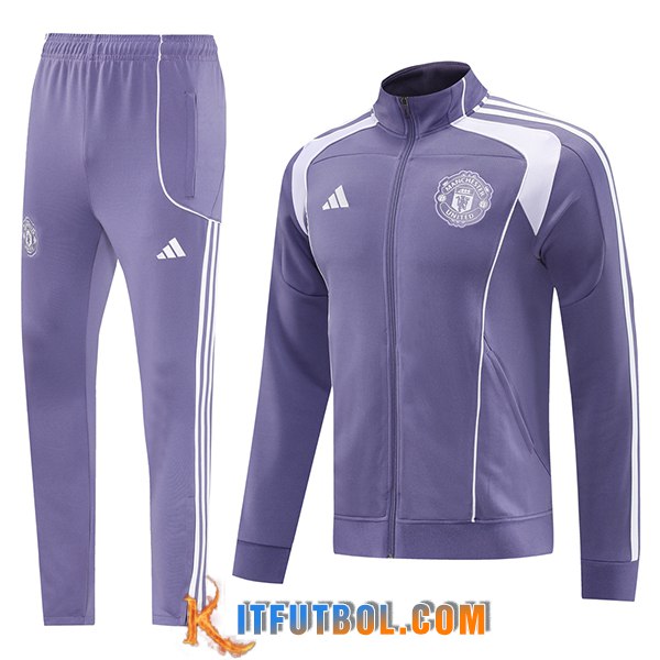 Chandal Equipos De Futbol Chaquetas Manchester United Violeta/Blanco 2025/2026