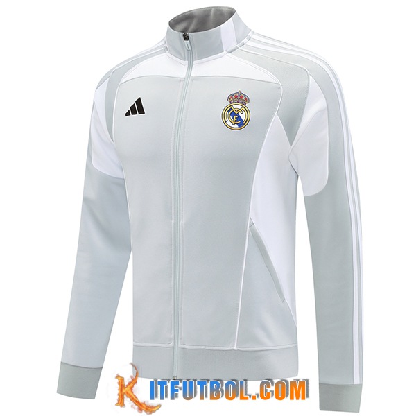 Chaquetas Futbol Real Madrid Gris/Blanco 2025/2026