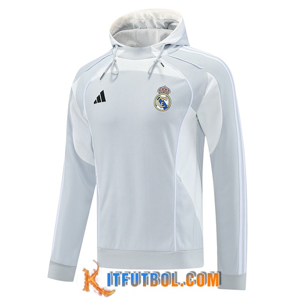 Chaqueta Con Capucha Real Madrid Gris/Blanco 2025/2026