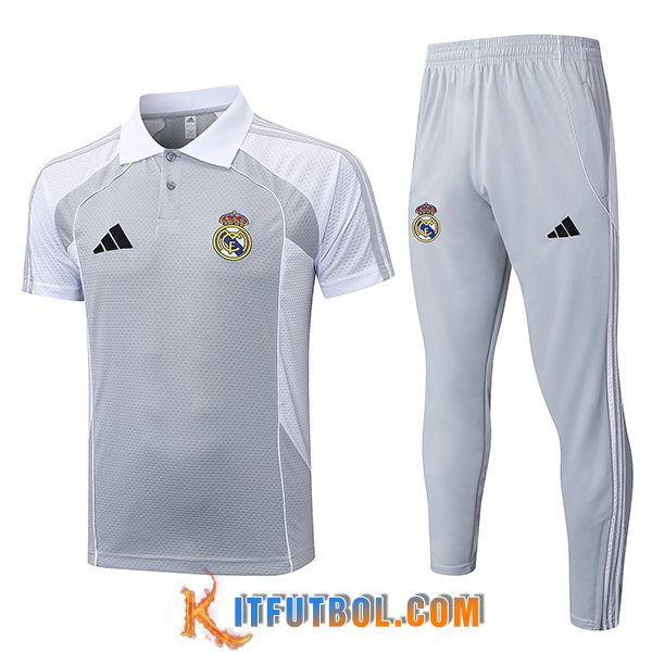 Camiseta Polo Real Madrid Gris/Blanco 2025/2026