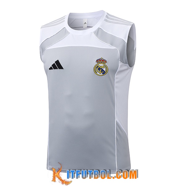 Camiseta Entrenamiento sin mangas Real Madrid Gris/Blanco 2025/2026