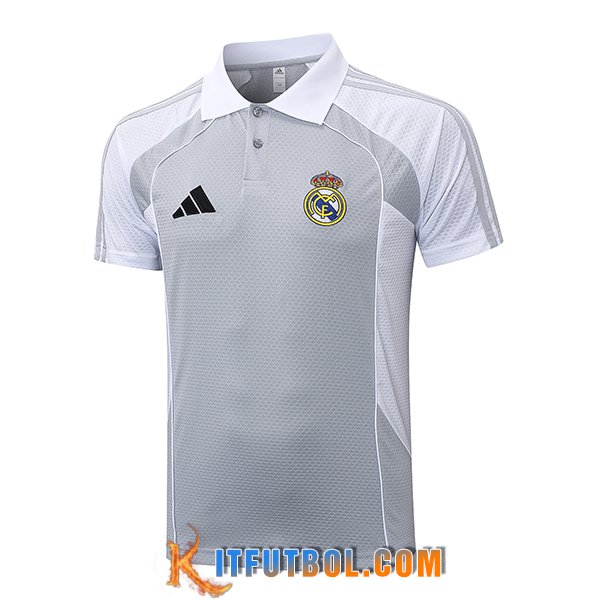 Camiseta Polo Real Madrid Gris/Blanco 2025/2026