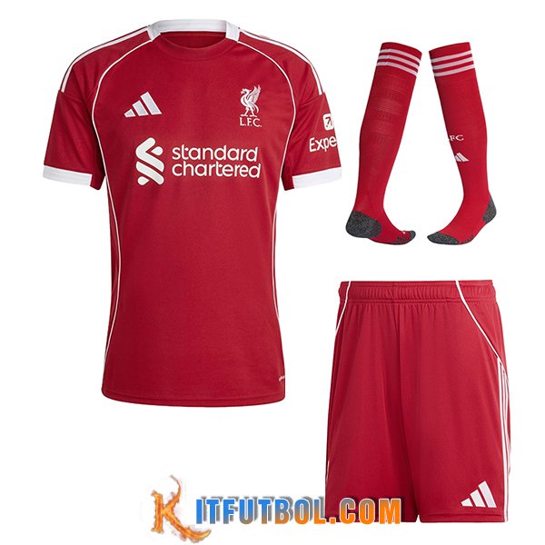 Camisetas Futbol FC Liverpool Primera (Cortos + Calcetines) 2025/2026