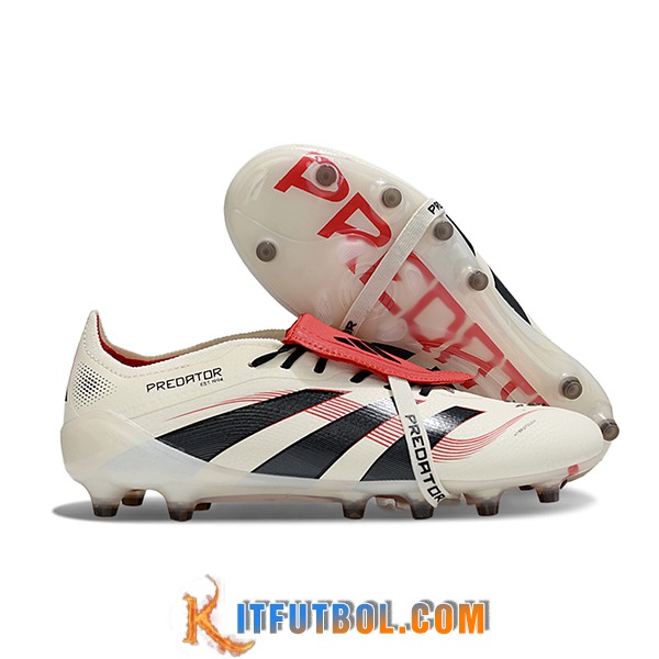 Adidas Botas De Fútbol 25 Predator Elite Tongue AG Beige/Negro/Rojo