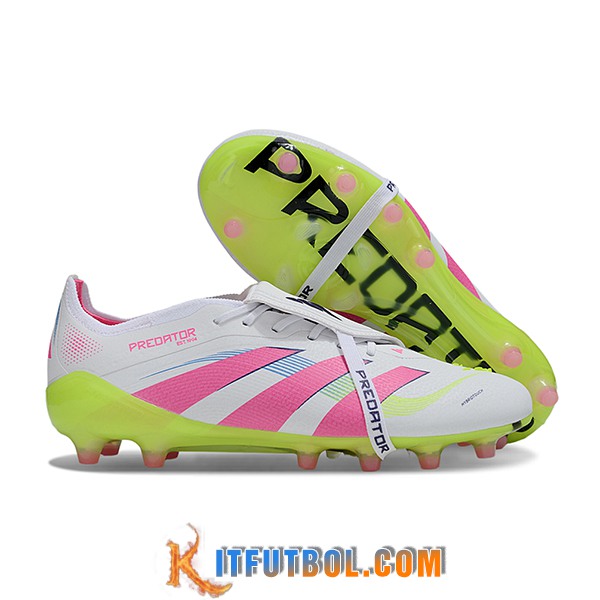 Adidas Botas De Fútbol 25 Predator Elite Tongue AG Blanco/Rosa/Verde