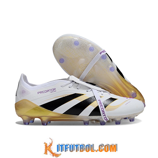 Adidas Botas De Fútbol 25 Predator Elite Tongue AG Blanco/Negro/Amarillo