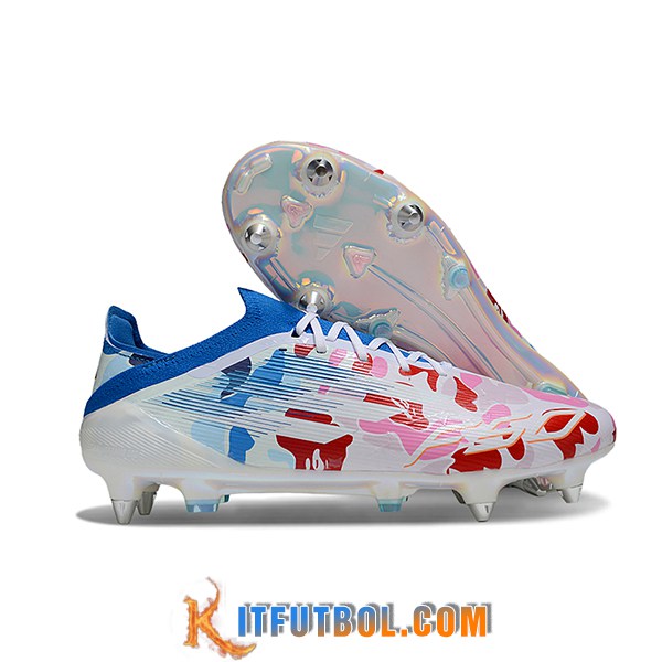 Adidas Botas De Fútbol F50 Elite SG Blanco/Azul/Rosa