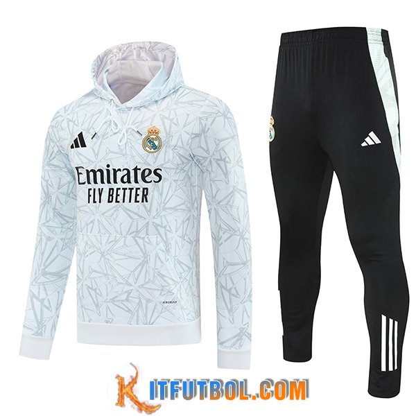 Chaqueta Con Capucha Chandal Real Madrid Blanco/Gris 2025/2026