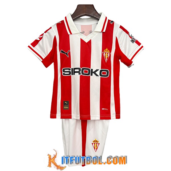 Nueva Camisetas De Futbol Sporting Gijon Ninos Primera 2025/2026