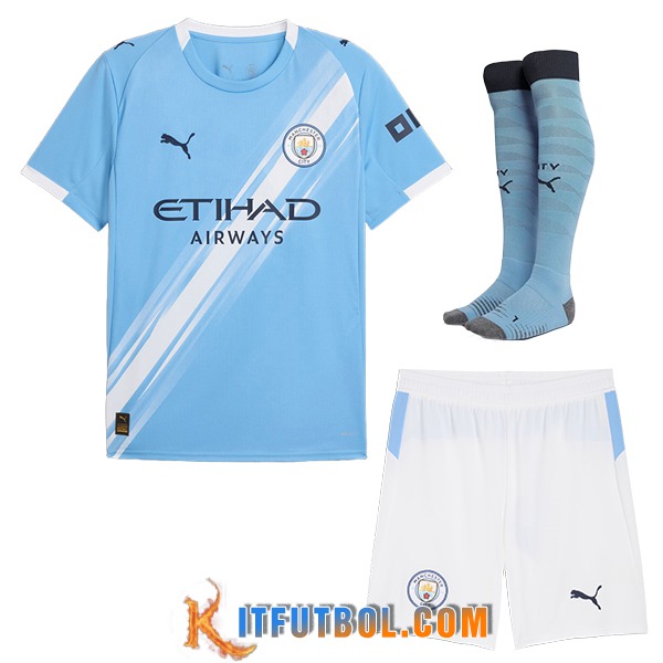 Camisetas Futbol Manchester City Primera (Cortos + Calcetines) 2025/2026