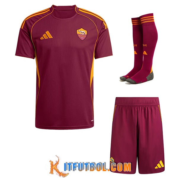 Camisetas Futbol AS Roma Primera (Cortos + Calcetines) 2025/2026