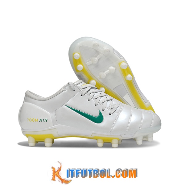 Nike Botas De Fútbol T90 FG Gris/Verde/Amarillo