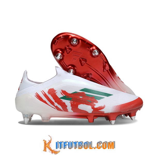 Adidas Botas De Fútbol F50 Elite Laceless SG Blanco/Rojo/Verde