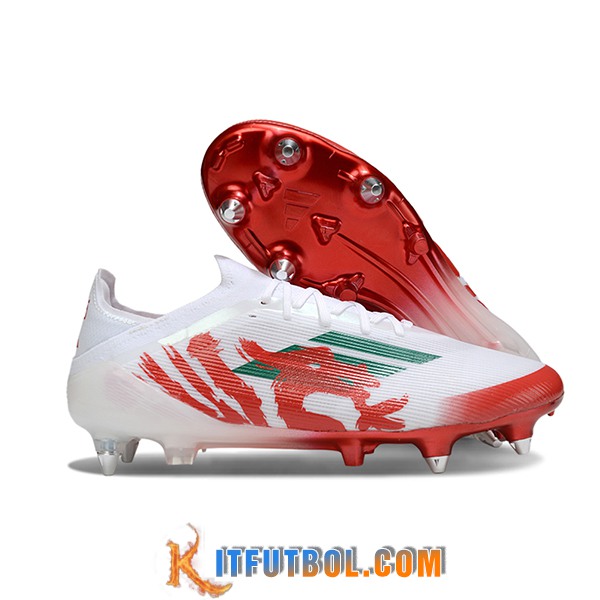 Adidas Botas De Fútbol F50 Elite SG Blanco/Rojo/Verde