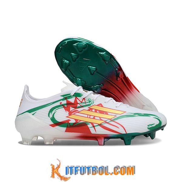 Adidas Botas De Fútbol F50 ELITE FG Blanco/Verde/Amarillo/Rojo