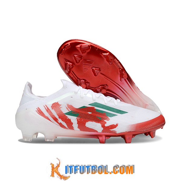 Adidas Botas De Fútbol F50 Elite FG Blanco/Rojo/Verde -02