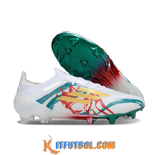 Adidas Botas De Fútbol F50 Elite FG Blanco/Verde/Amarillo/Rojo -02