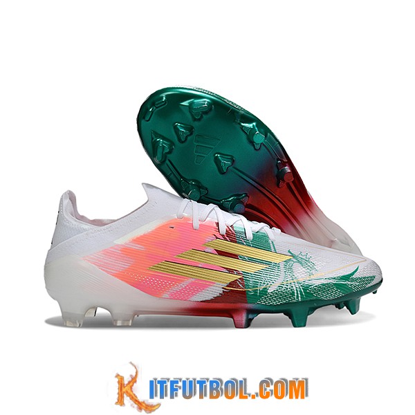 Adidas Botas De Fútbol F50 Elite FG Blanco/Rosa/Verde/Amarillo