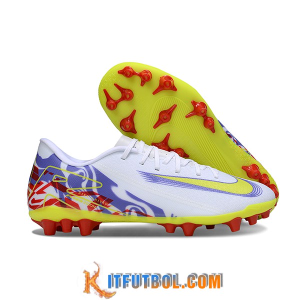 Nike Botas De Fútbol AIR ZOOM MERCURIAL VAPOR XVI ACADEMY X MBAPPE AG Blanco/Verde/Violeta/Rojo