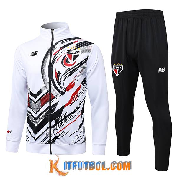 Chandal Equipos De Futbol Chaquetas Sao Paulo FC Blanco/Negro/Rojo 2025/2026