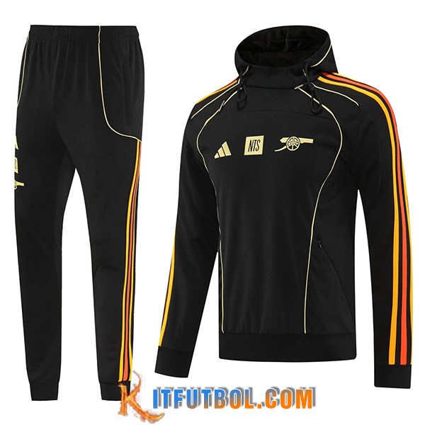 Chaqueta Con Capucha Chandal Arsenal Negro/Naranja 2025/2026