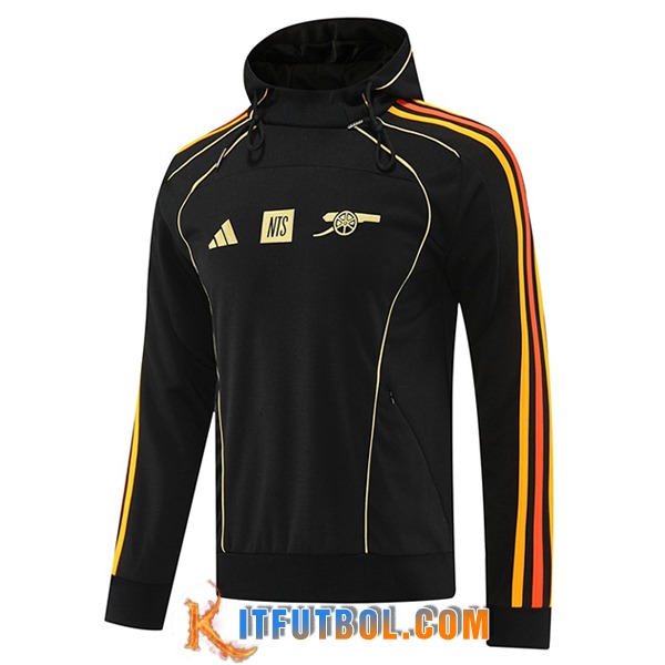Sudadera De Entrenamiento Capucha Arsenal Negro/Naranja 2025/2026