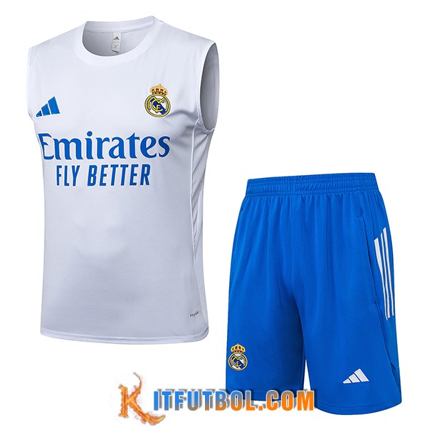 Camiseta Entrenamiento sin mangas Real Madrid Blanco/Azul 2025/2026 -02