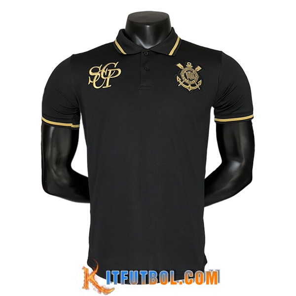 Camiseta Polo Corinthians Negro/Amarillo 2025/2026