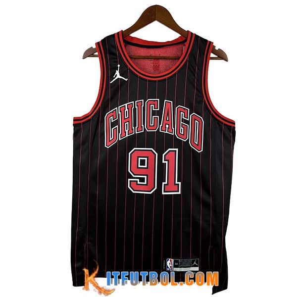 Camisetas NBA Chicago Bulls (RODMAN #91) 2025/26 Negro/Rojo -03