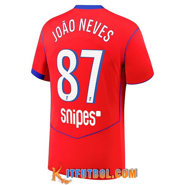 Camisetas De Futbol PSG (JOÃO NEVES #87) 2025/2026 Tercera