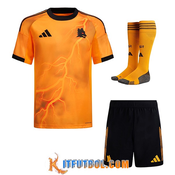 Camisetas Futbol AS Roma Segunda (Cortos + Calcetines) 2025/2026