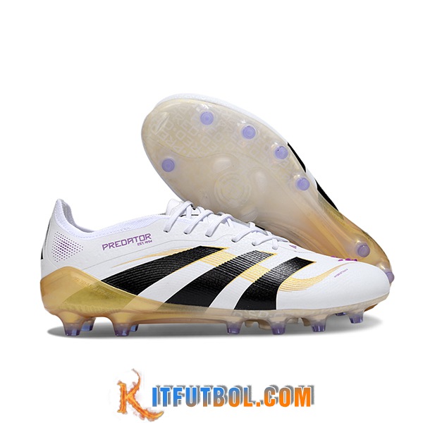 Adidas Botas De Fútbol 25 Predator Elite Tongue AG Blanco/Negro/Amarillo -02