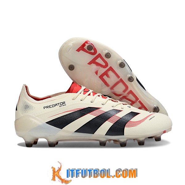 Adidas Botas De Fútbol 25 Predator Elite Tongue AG Beige/Negro/Rojo -02