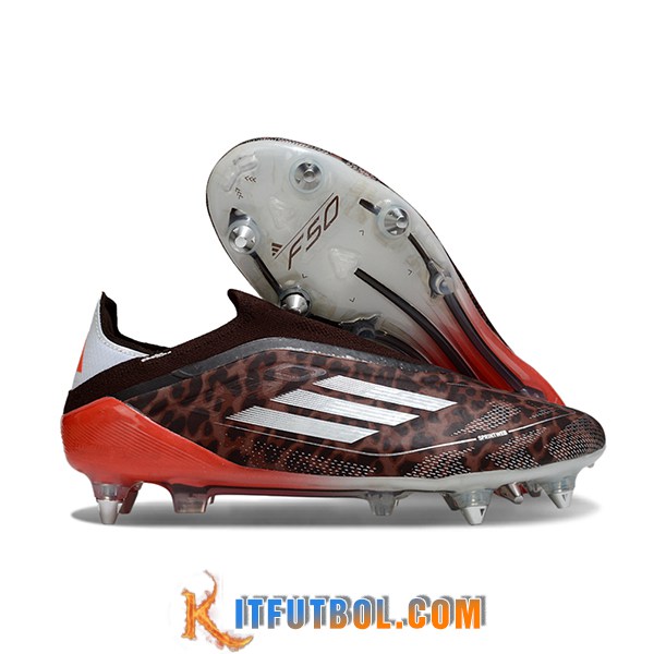 Adidas Botas De Fútbol F50 Elite Laceless SG Marrón/Rojo/Blanco