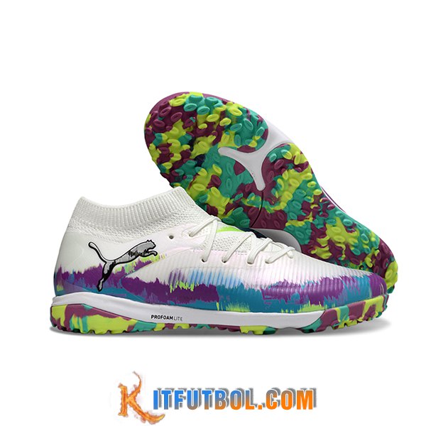 PUMA Botas De Fútbol FUTURE 8 ULTIMATE TF Blanco/Violeta/Azul/Verde